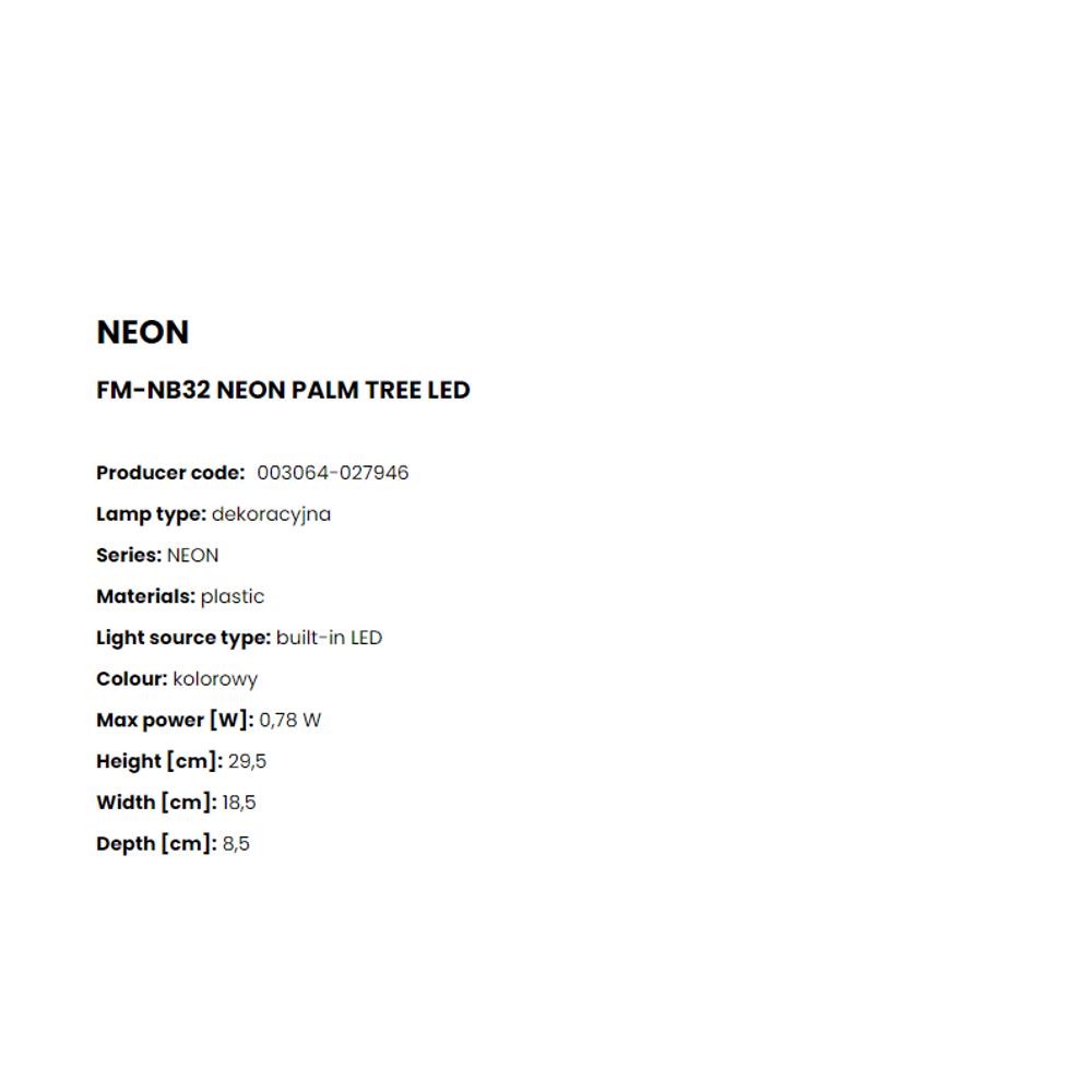 FM-NB32 LED Decor Neon-Palm Tree Настолна LED декор. Neon-Palm Tree, батерия, USB кабел, Zuma Line_small
