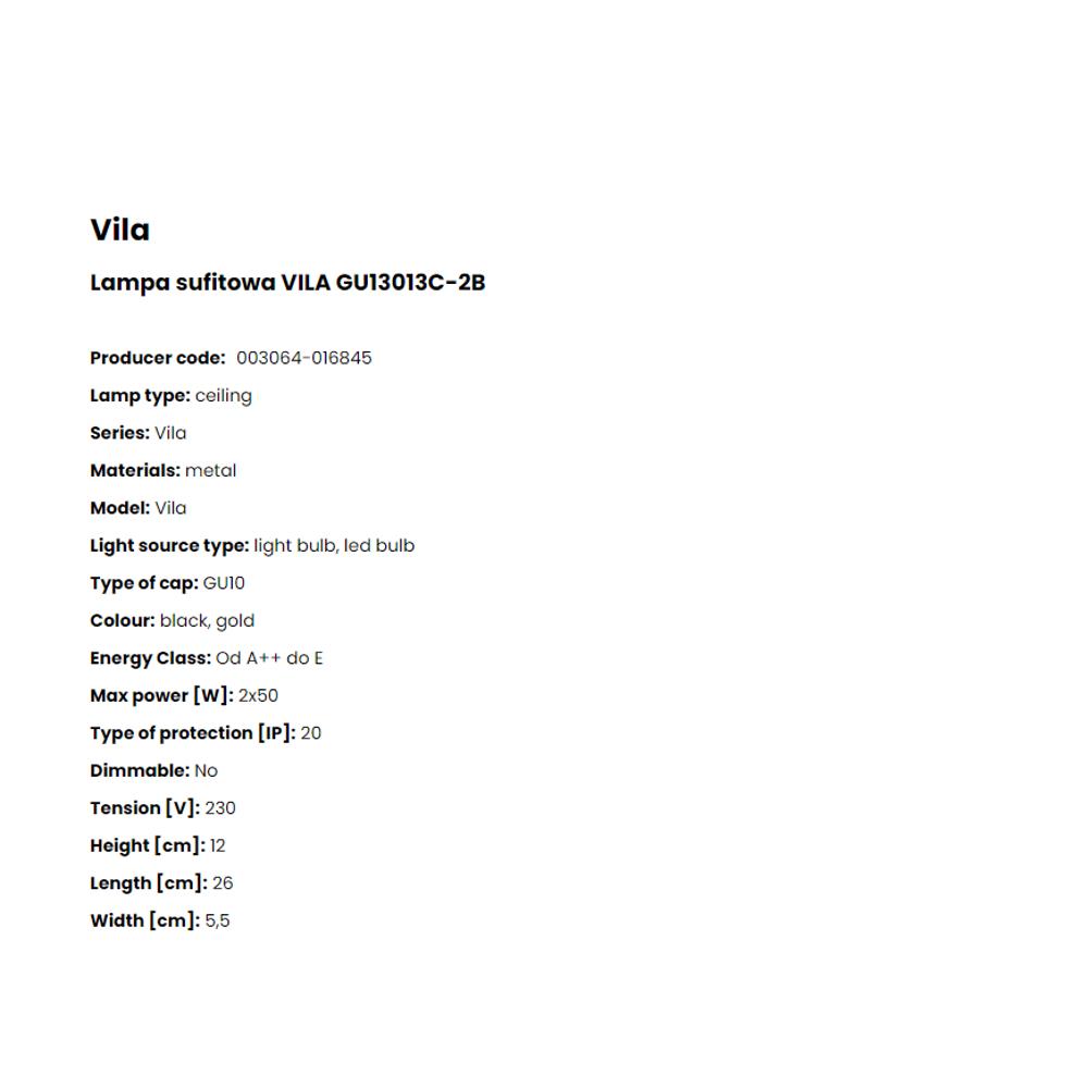 GU13013C-2B Плафониера Vila 2x50W GU10 metal, gold, Zuma Line_small