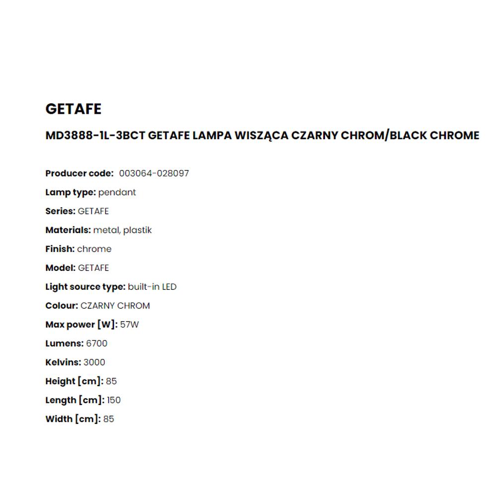 MD3888-1L-3BCT Пендел Getafe 57W LED 6700LM 3000K black chrome plastic shade, Zuma Line_small