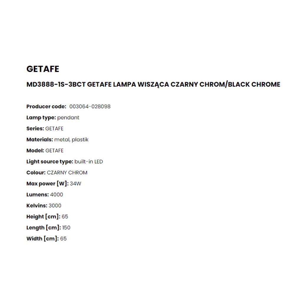 MD3888-1S-3BCT Пендел Getafe 34W LED 4000LM 3000K black chrome plastic shade, Zuma Line_small