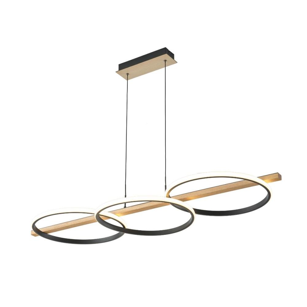 MD3913-3-3BWLT Пендел Almeria 35W LED 4100LM 3000K black, wood plastic shade, Zuma Line