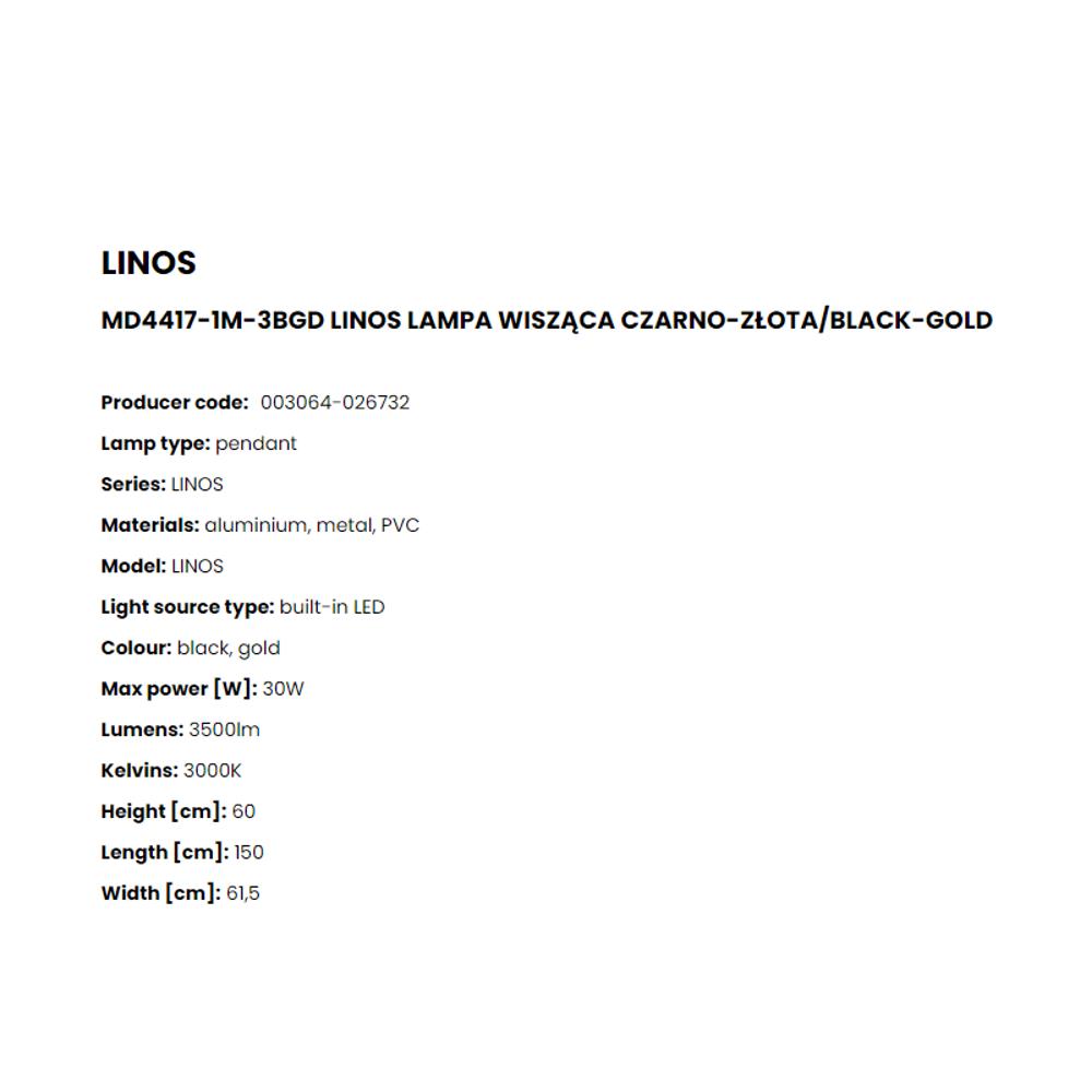 MD4417-1M-3BGD Пендел Linos 30W LED 3500LM 3000K W60 L61,5 H150 black, gold, Zuma Line_small