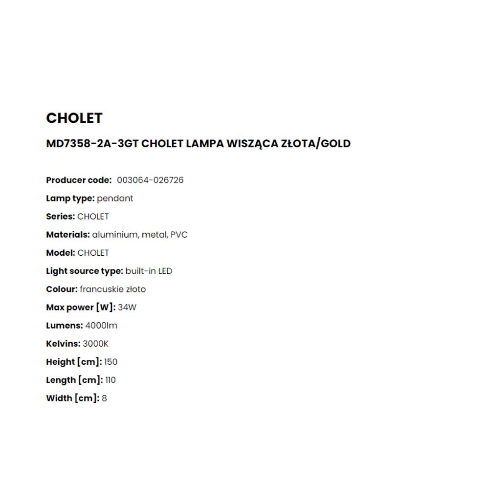 MD7358-2A-3GT Пендел Cholet 34W LED 4000LM 3000K aluminium gold, Zuma Line_small