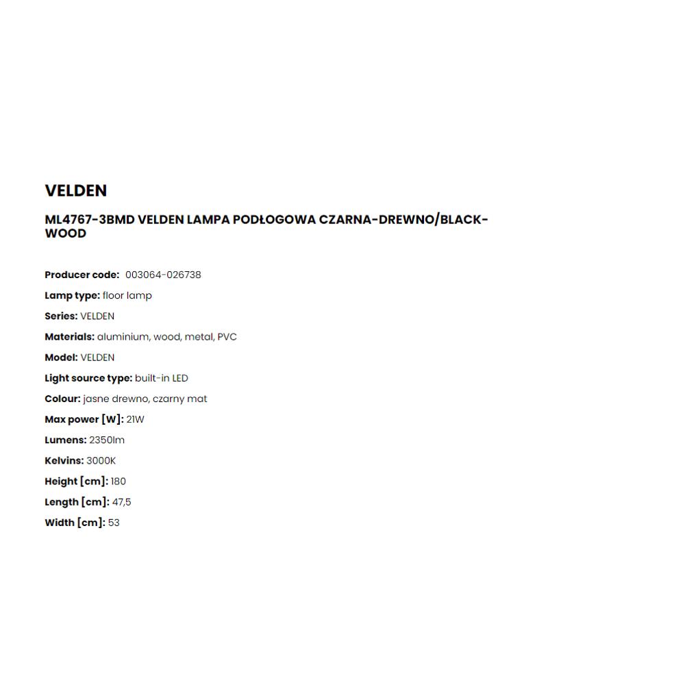 ML4767-3BMD Лампион Velden 21W LED 2350LM 3000K W47,5 L53 H180 black, wood, Zuma Line_small