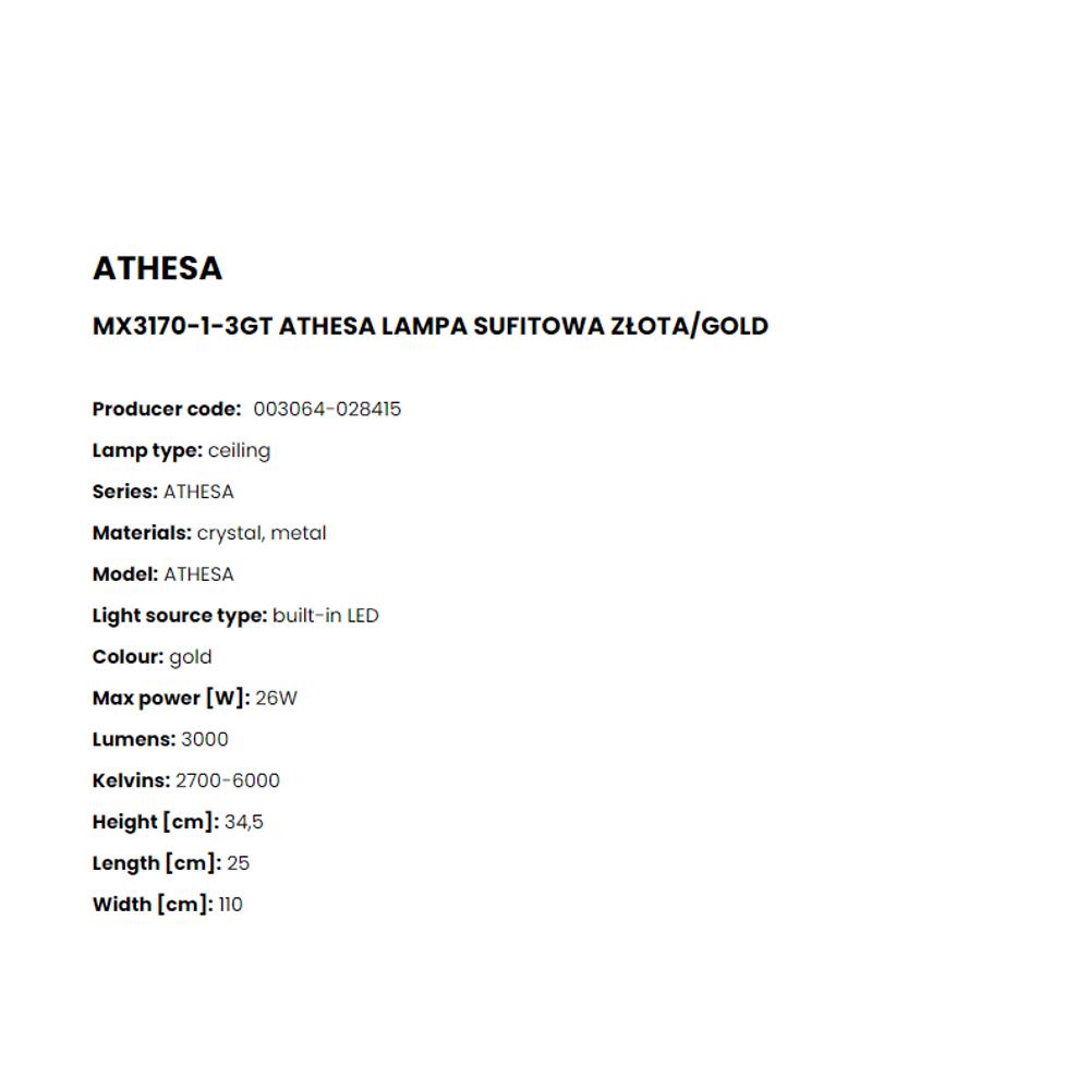 MX3170-1-3GT Плафониера Athesa 24,5W LED 2800LM 3000-6000K iron plated gold Crystal, Zuma Line_small