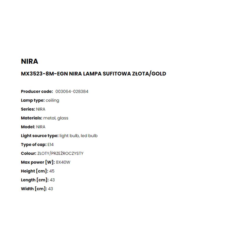 MX3523-8M-EGN Плафониера Nira 8x40W E14 plated gold, glass, Zuma Line_small