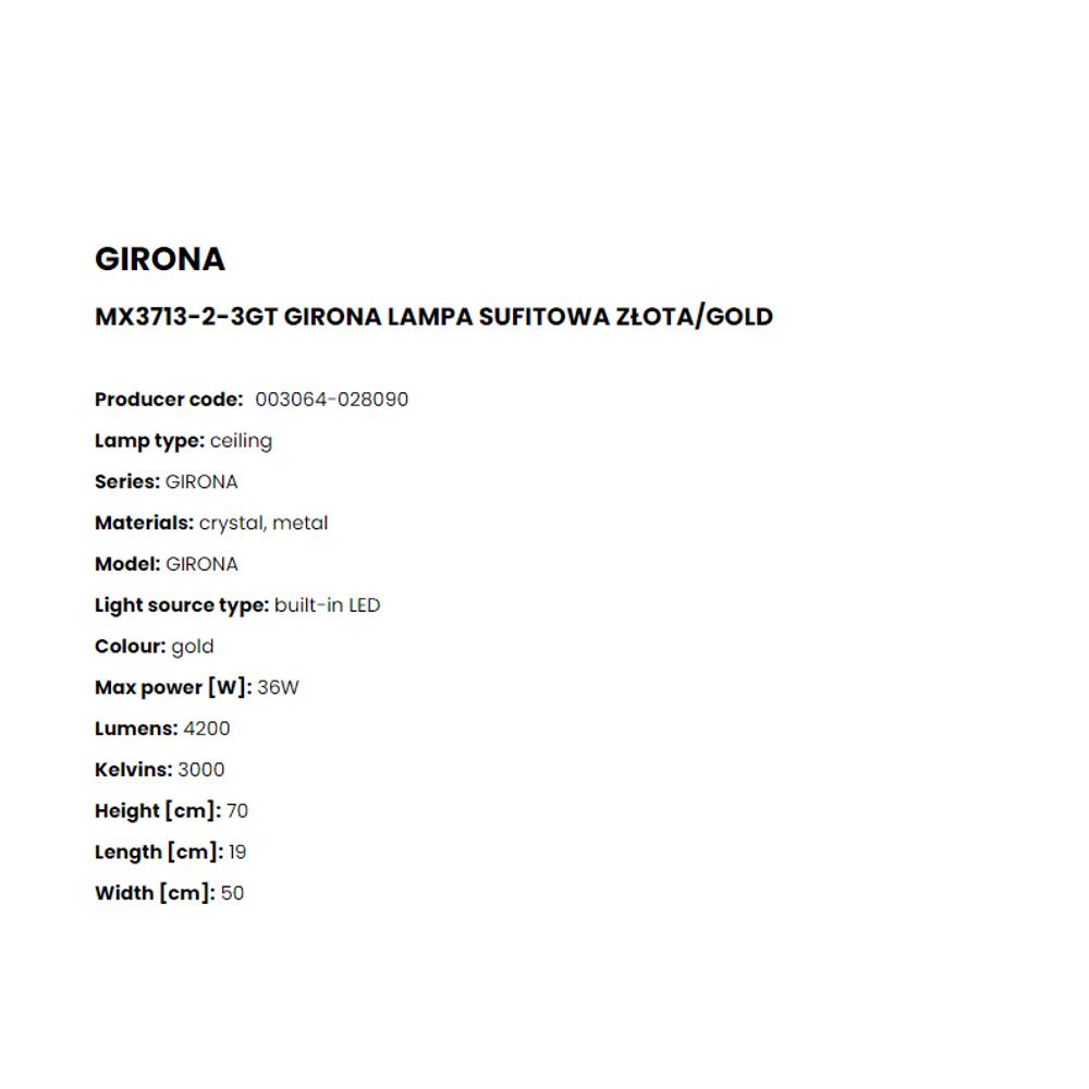 MX3713-2-3GT Плафониера Girona 36W LED 4200LM 3000K gold, Crystal, Zuma Line_small