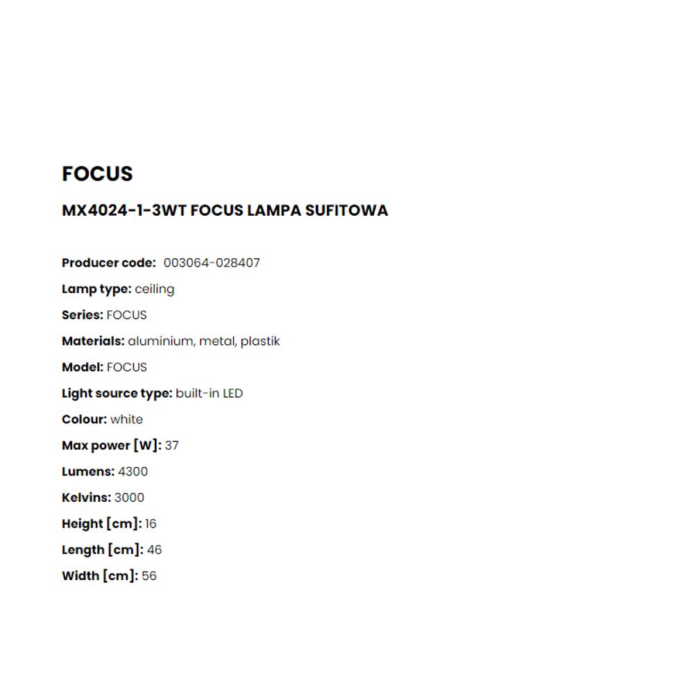 MX4024-1-3WT Плафониера Focus 37W LED 4300LM 3000K metal, plastic white, Zuma Line_small