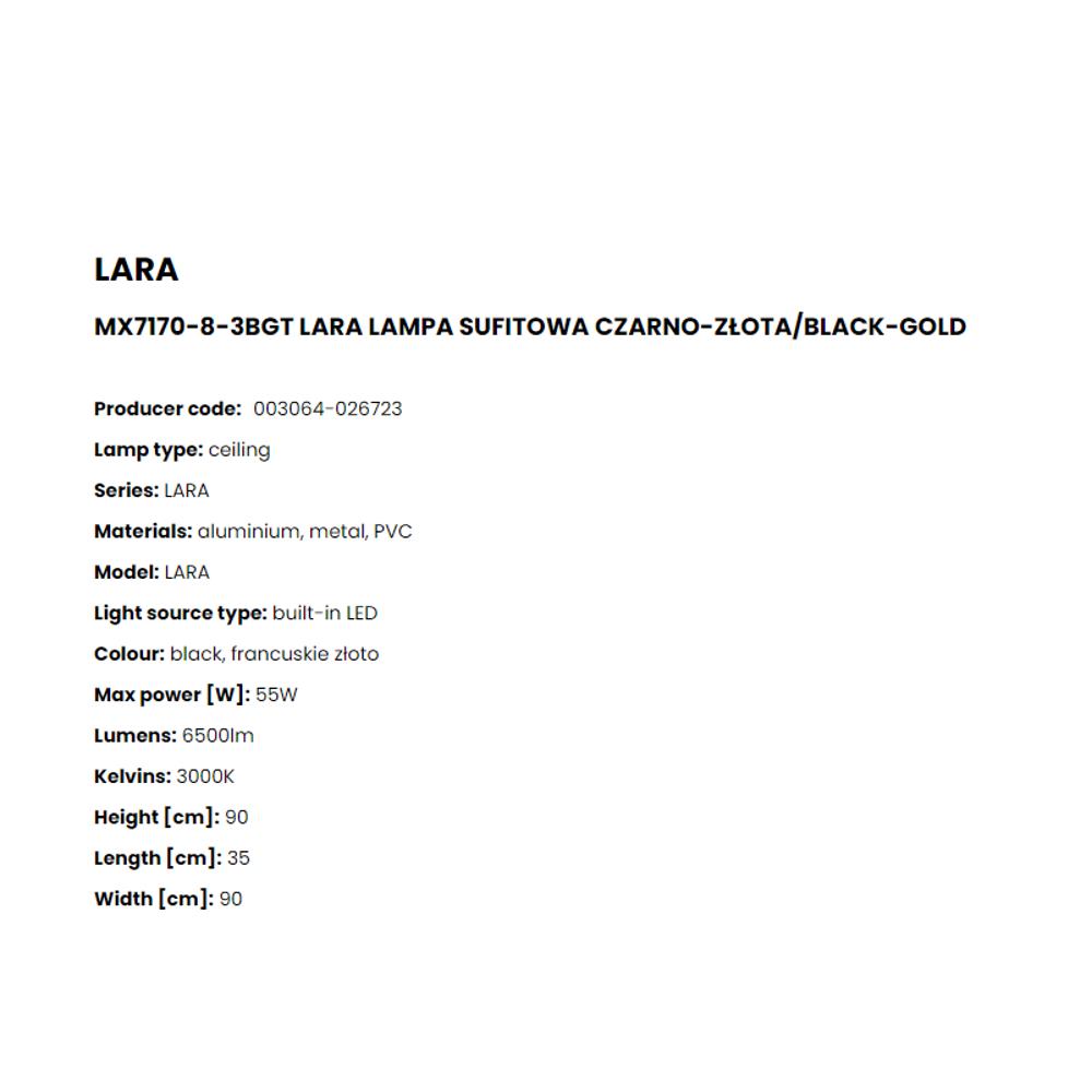MX7170-8-3BGT Плафониера Lara 55W LED 6500LM 3000K metal, plastic gold, black, Zuma Line_small