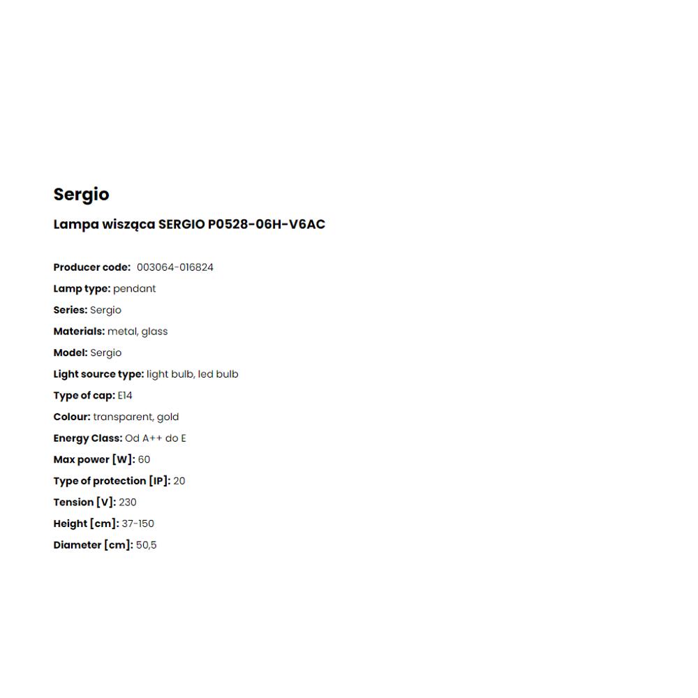 P0528-06H-V6AC Полилей Sergio 6x60W E14 gold, glass, Zuma Line_small