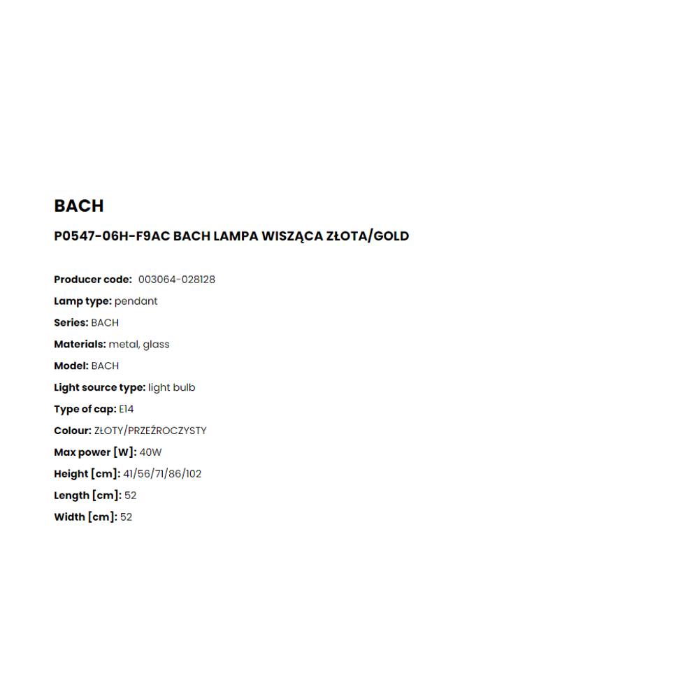 P0547-06H-F9AC Полилей Bach 6x40W E14 gold, glass, Zuma Line_small
