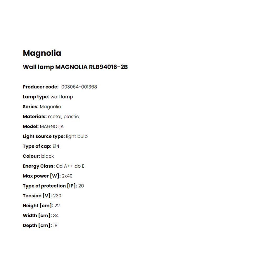 RLB94016-2B Аплик Magnolia 2x40W E14 black acrylic, Zuma Line_small