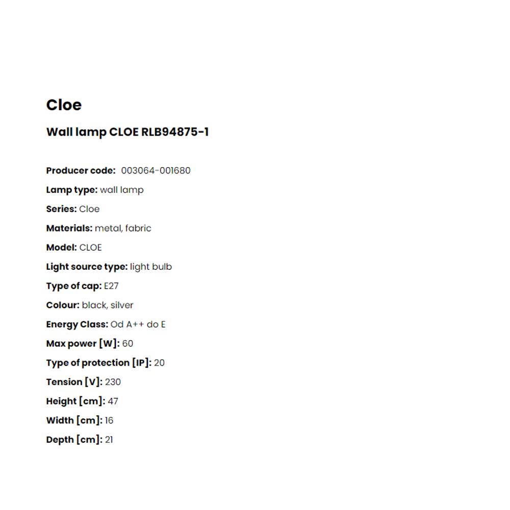 RLB94875-1 Аплик Cloe 1x60W E27, D160 W210 H470, Zuma Line_small