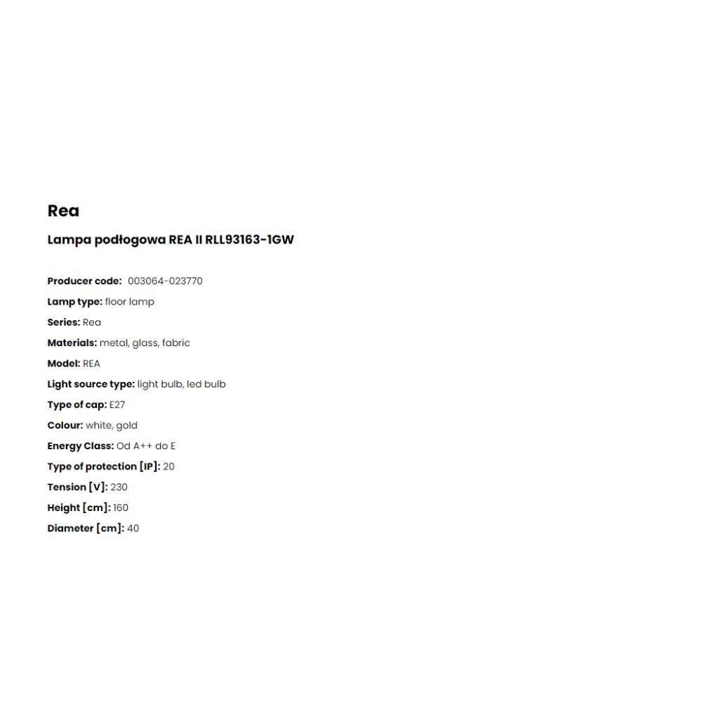 RLL93163-1GW Лампион Rea 1x60W E27 white fabric, chrome, glass, Zuma Line_small