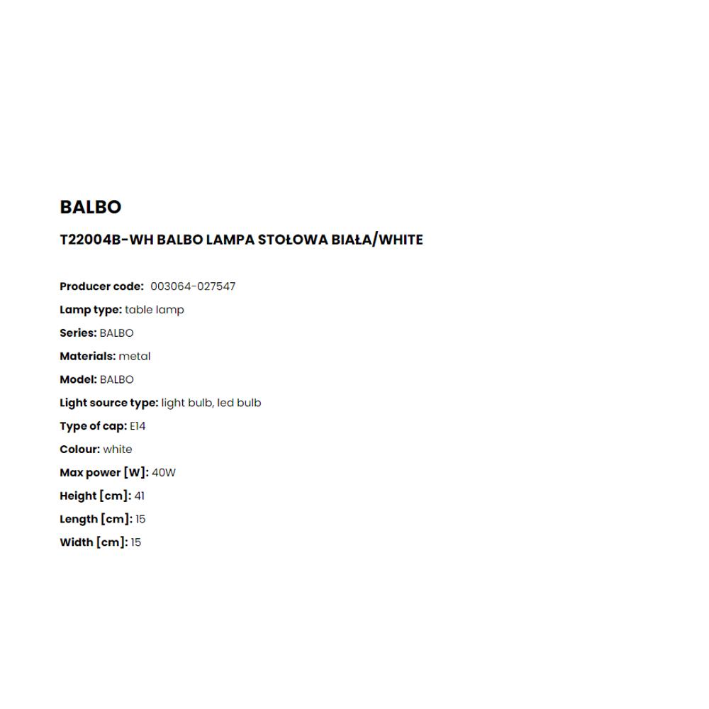 T22004B-WH Настолна лампа Balbo 1х40W E14 metal, wood, Zuma Line_small