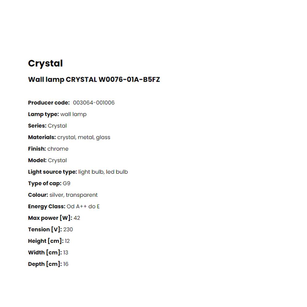 W0076-01A-B5FZ Аплик Crystal 1x42W G9 glass plating, Crystal, chrome, Zuma Line_small