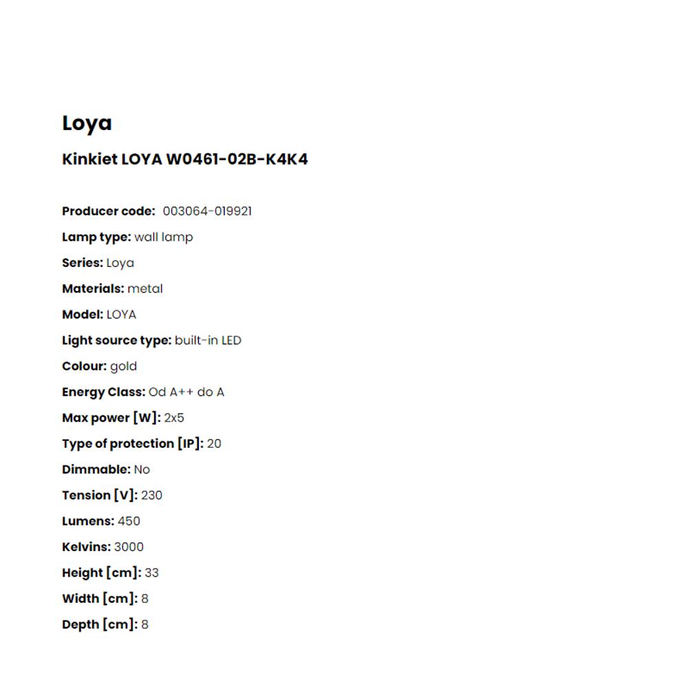 W0461-02B-K4K4 Аплик Loya 2x5W LED 450LM 3000K gold, Zuma Line_small