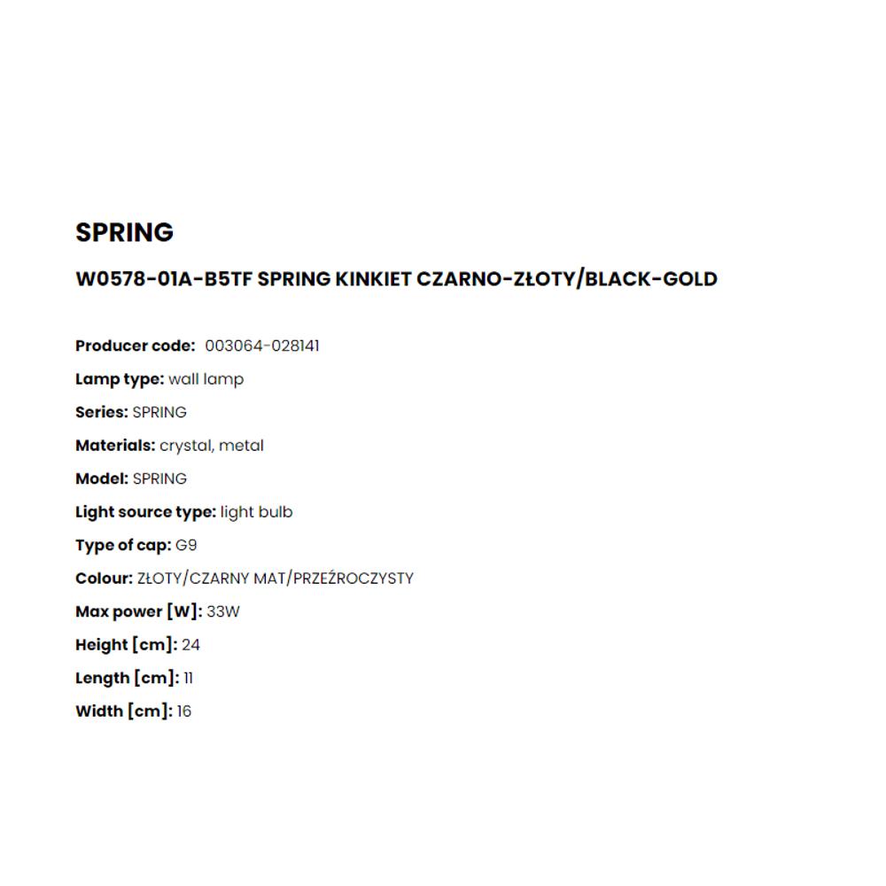 W0578-01A-B5TF Аплик Spring 1x33W G9 gold, matt black, glass, Zuma Line_small