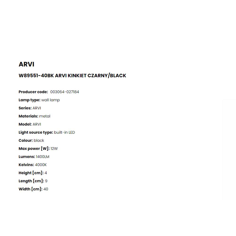 W89551-40BK Аплик Arvi 12W LED 1400LM 4000K W9 L40 H4 black, Zuma Line_small