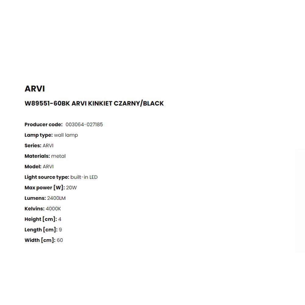 W89551-60BK Аплик Arvi 20W LED 2400LM 4000K W9 L60 H4 black, Zuma Line_small