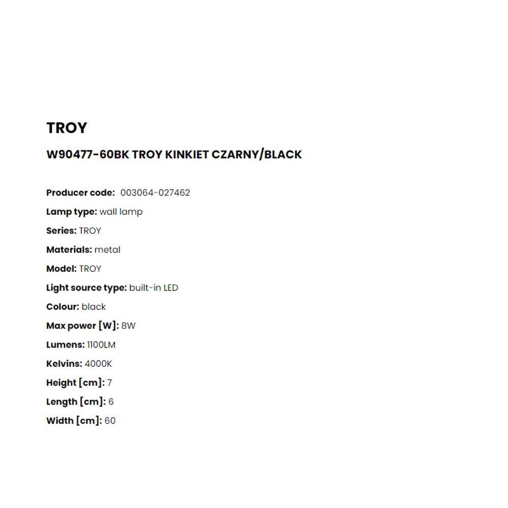 W90477-60BK Аплик Troy 8W LED 1100LM 4000K W60 L6 H7 black, Zuma Line_small