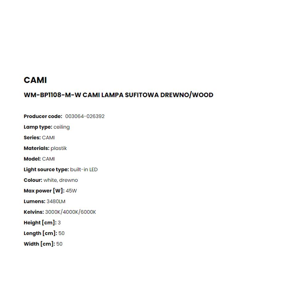 WM-BP1108-M-W Плафониера Cami 42W LED 3234LM 3000K/4000K/6500K plastic wood white, Zuma Line_small