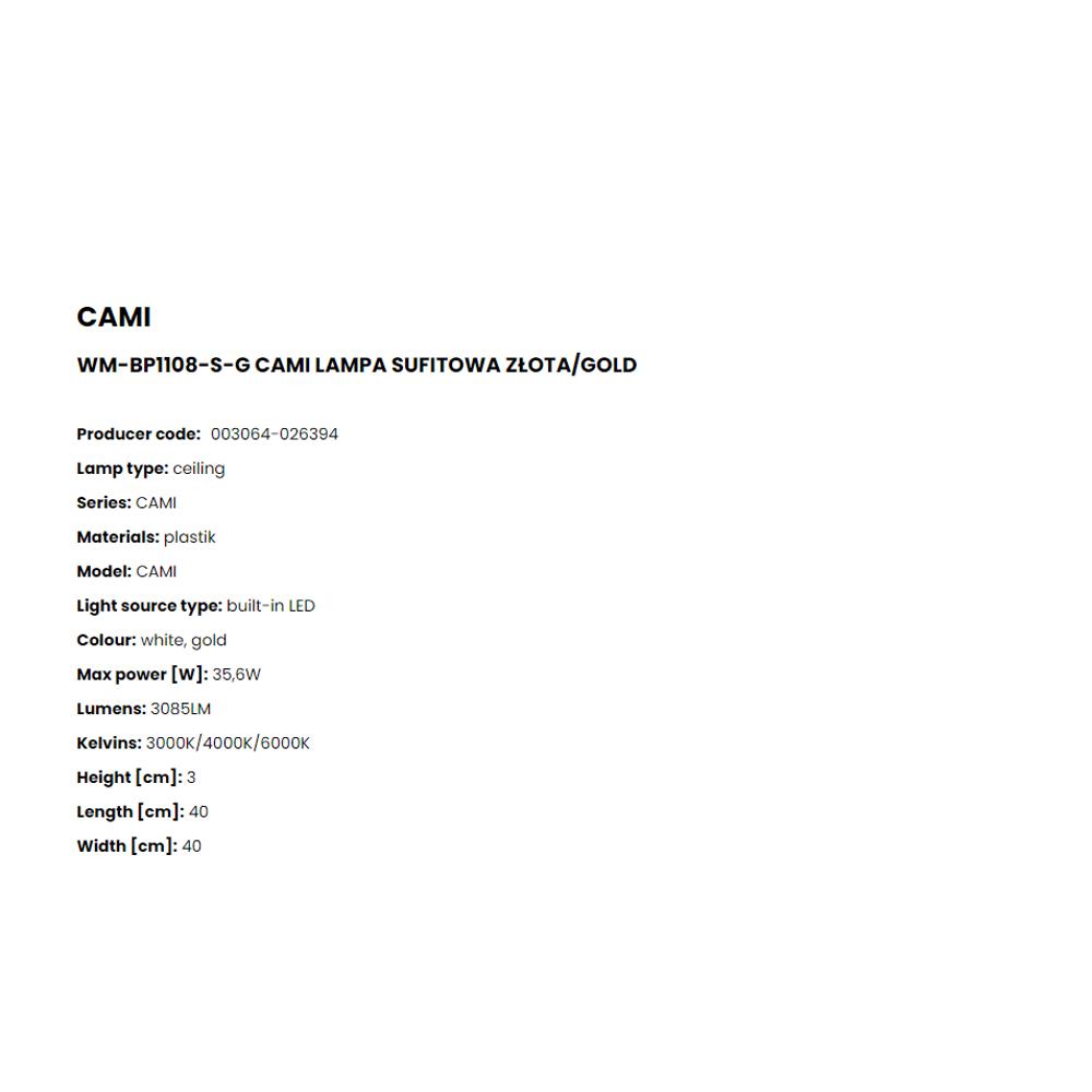 WM-BP1108-S-G Плафониера Cami 36W LED 3085LM 3000K/4000K/6500K plastic gold white, Zuma Line_small