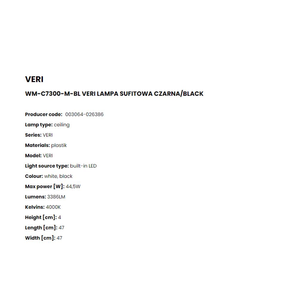 WM-C7300-M-BL Плафониера Veri 44W LED 3386LM 4000K Ø47 H4 plastic black white, Zuma Line_small