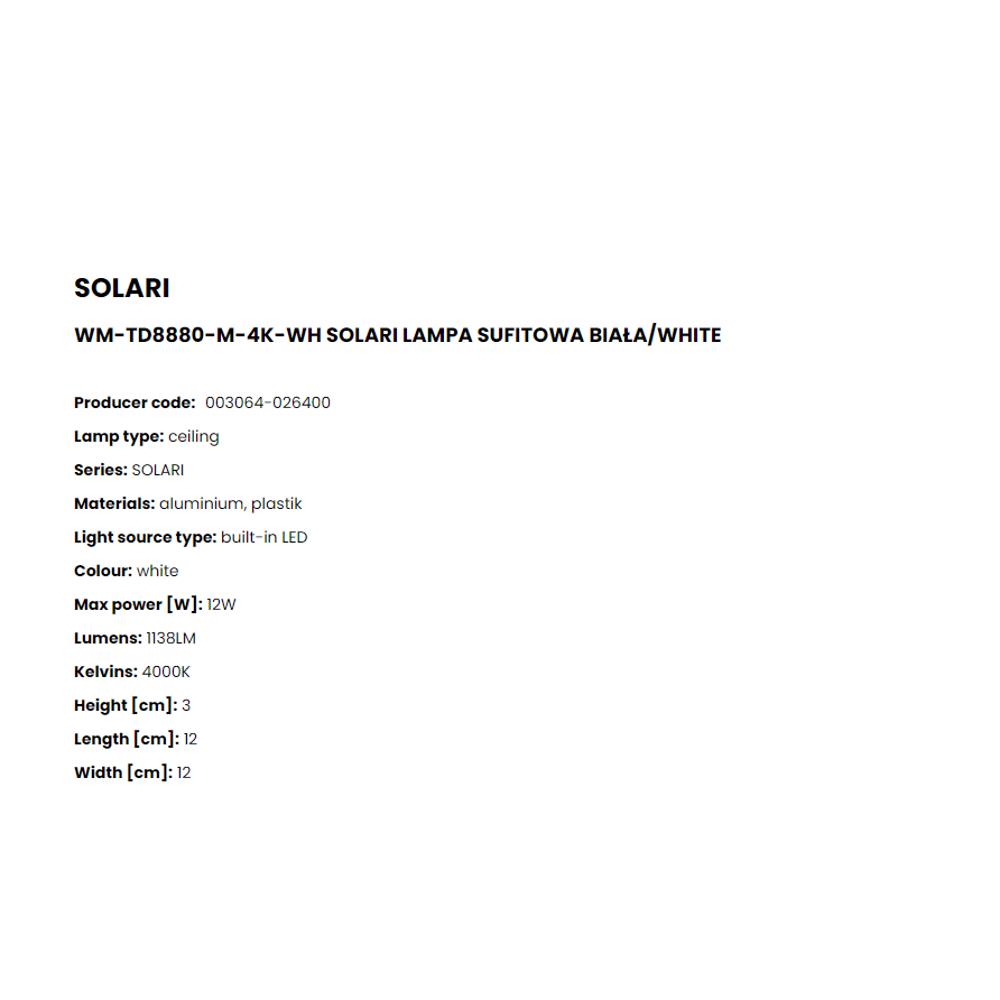WM-TD8880-M-4K-WH Плафониера Solari 12W LED 1138LM 4000K Ø12 H3 aluminium white white, Zuma Line_small