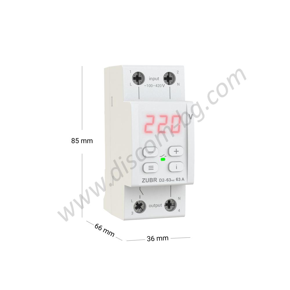 ZUBRD2-63R  Реле за контрол на напрежението 63A, Червено, DS Electronics_small