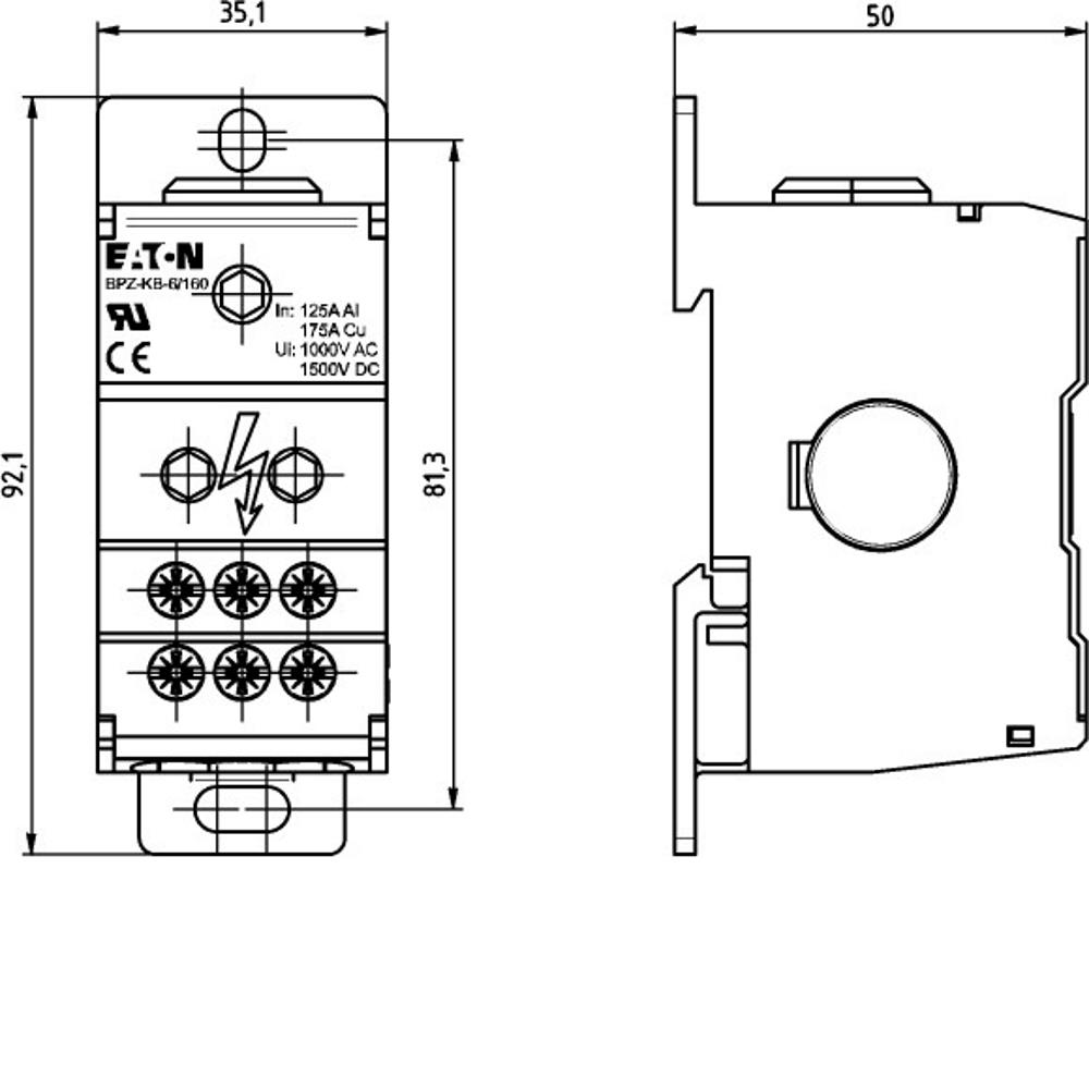 289970 BPZ-KB-6/160 Дистрибутор 1P/160A - [1x50/6x16mm²], Eaton_small