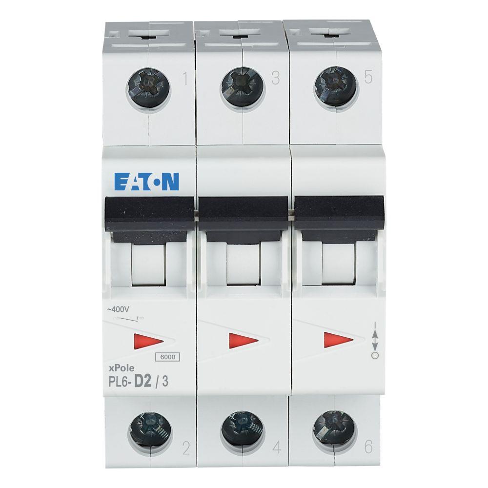 286608 PL6-D2/3 - Автоматичен прекъсвач MCB 3P 2A крива D 6kA, Eaton_small